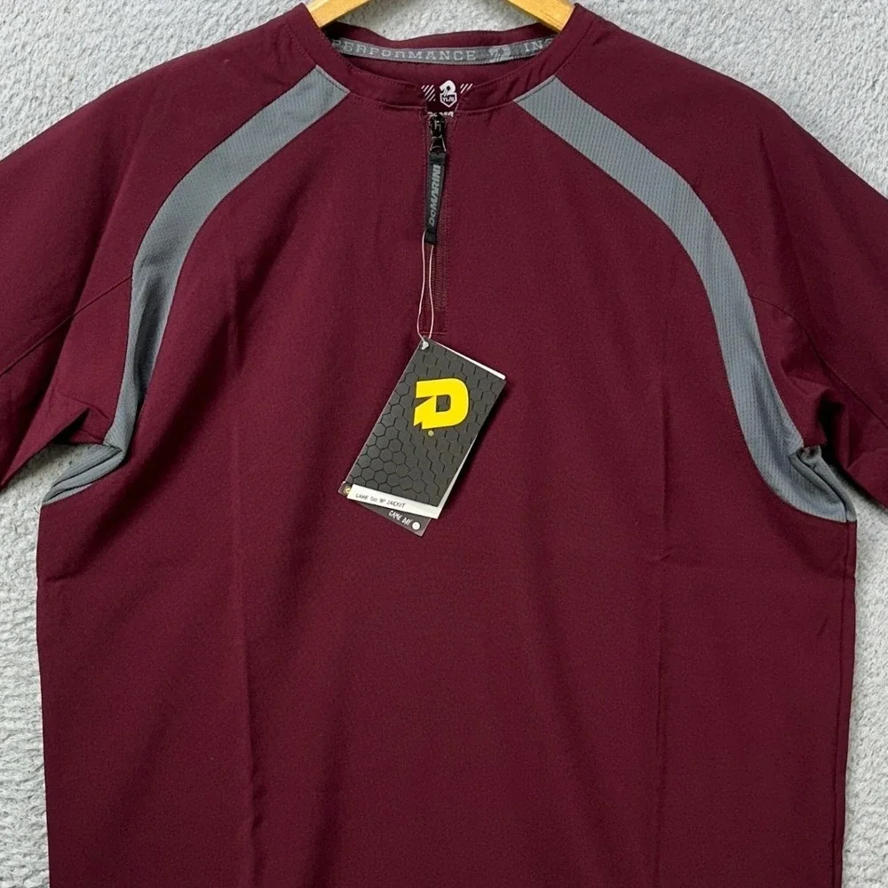 NEW DeMarini Game Day BP Jacket Youth Large Maroon Grey Quarter Zip Short Sleeve